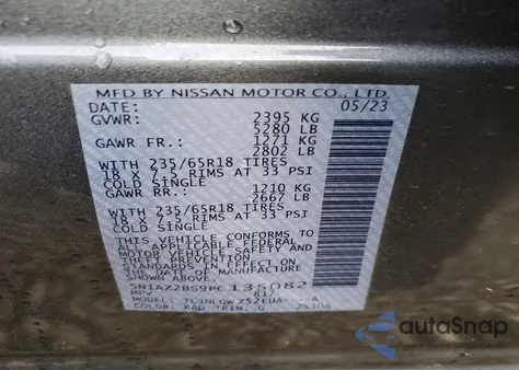 2023 Nissan Murano Sv z USA, uszkodzony, nr VIN 5N1AZ2BS9PC135082